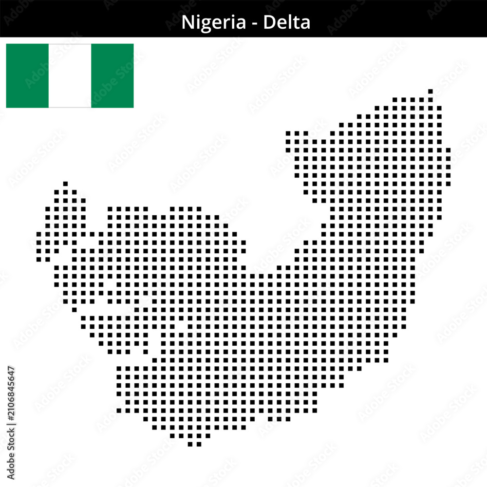 Obraz premium Map of Nigeria region Delta in medium size square dots