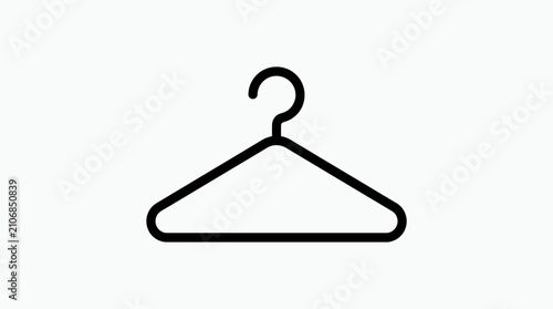 Minimalist Black Line Art Icon of a Clothes Hanger for Wardrobe and Clothing Storage Organization