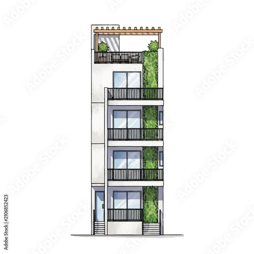 Modern apartment building exterior design 4.