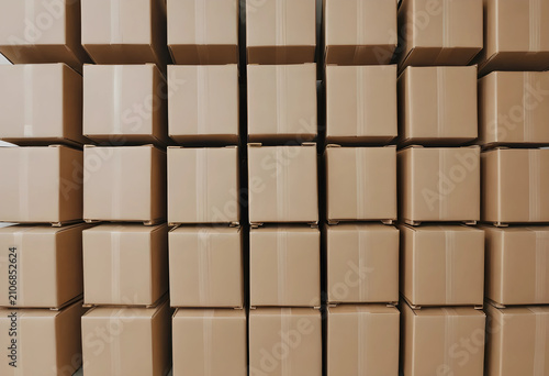 Stacked brown cardboard box...