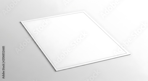 White Blank Square Frame Angled on Light Gray Surface