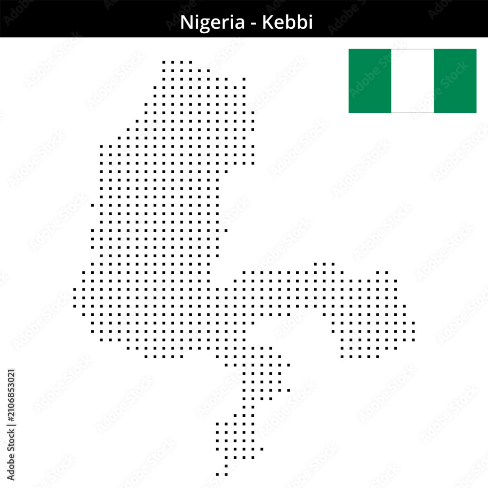 Fototapeta premium Map of Nigeria region Kebbi in small size square dots