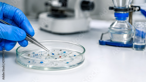 Microplastic Particle Analysis in Laboratory Petri Dish