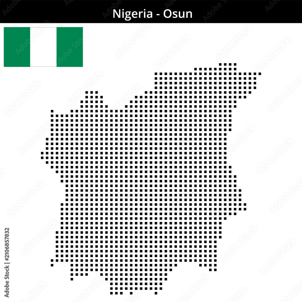 Obraz premium Map of Nigeria region Osun in medium size square dots
