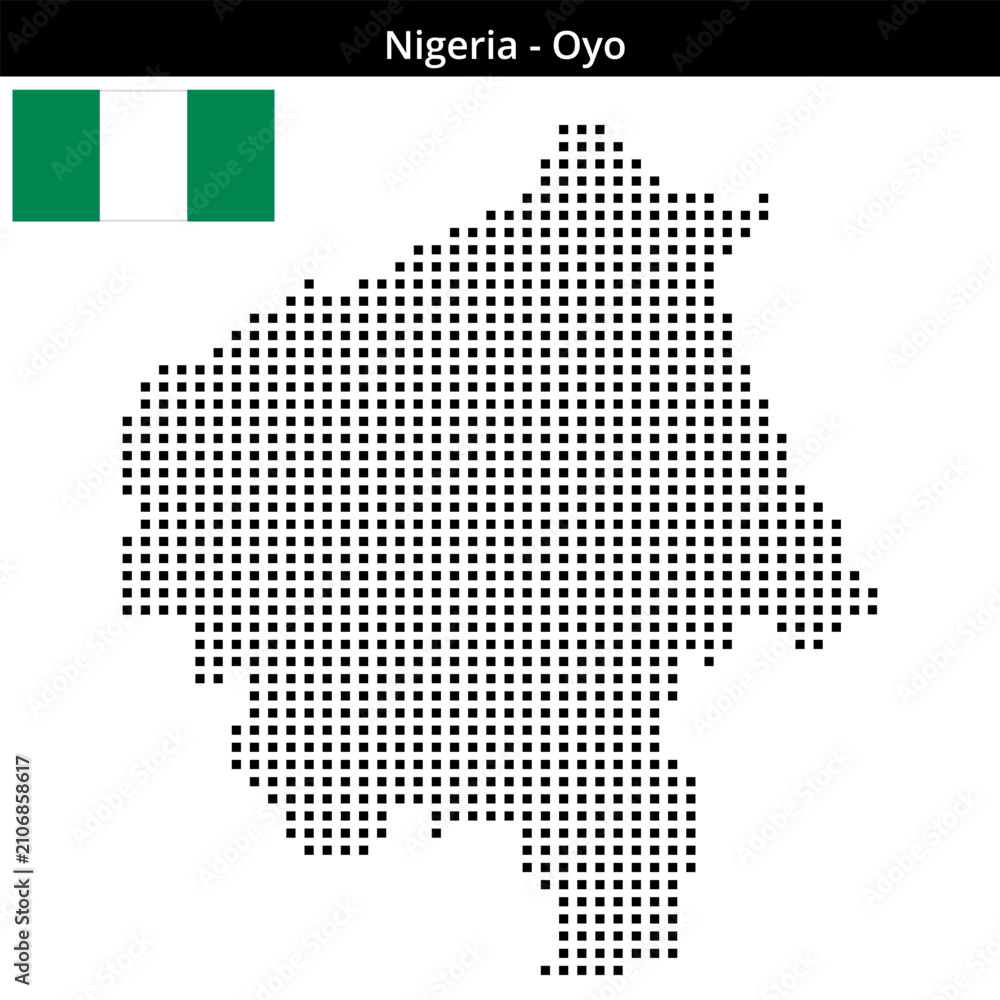 Obraz premium Map of Nigeria region Oyo in medium size square dots