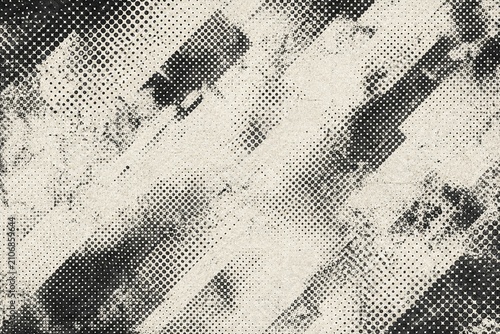 Geometric Halftone Grunge with Black Dot Pattern