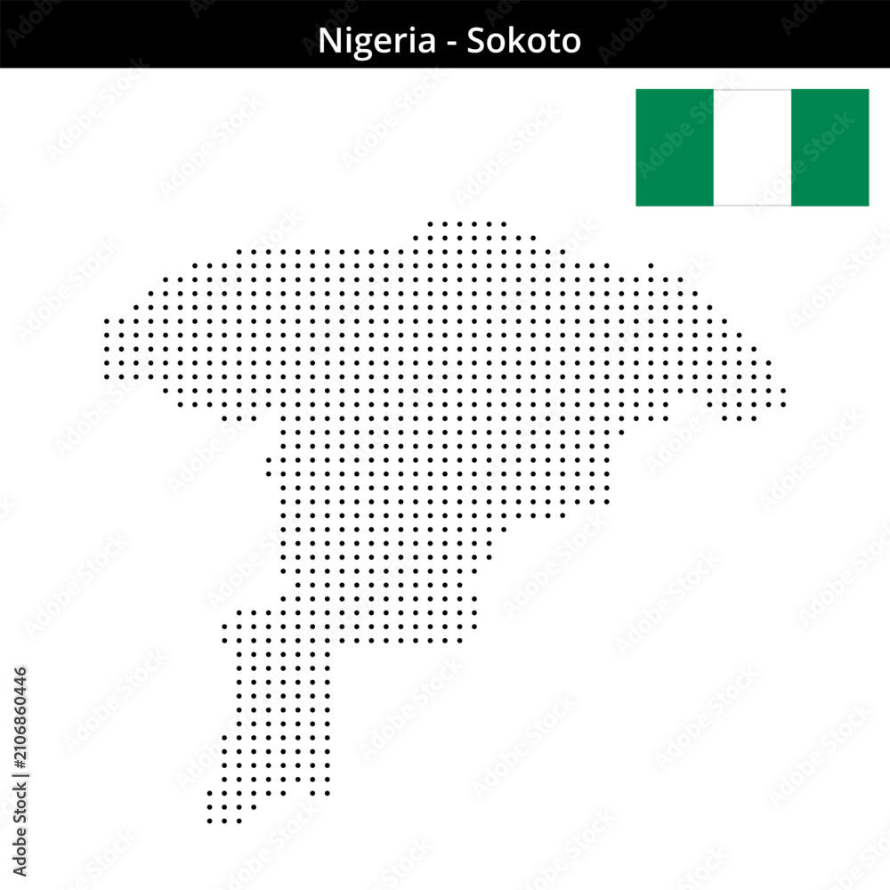 Fototapeta premium Map of Nigeria region Sokoto in small size dots