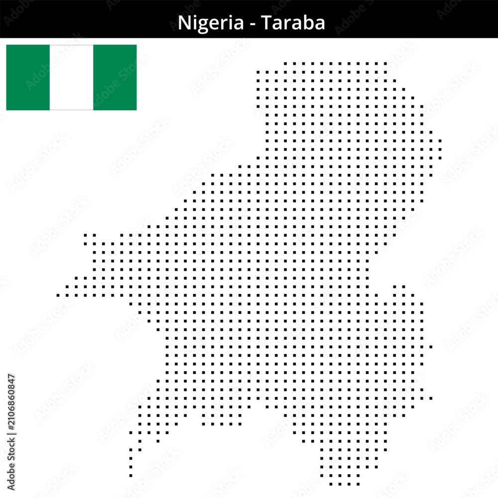 Obraz premium Map of Nigeria region Taraba in small size square dots