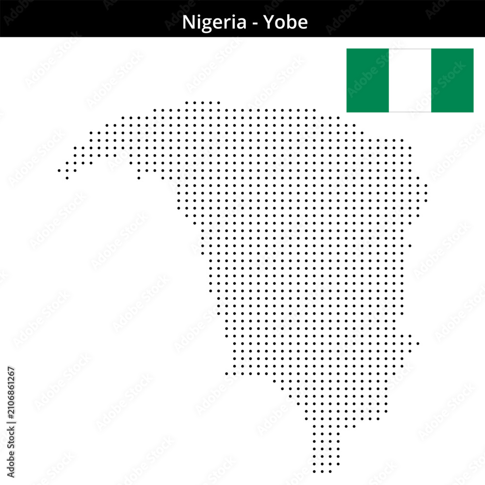 Obraz premium Map of Nigeria region Yobe in small size dots