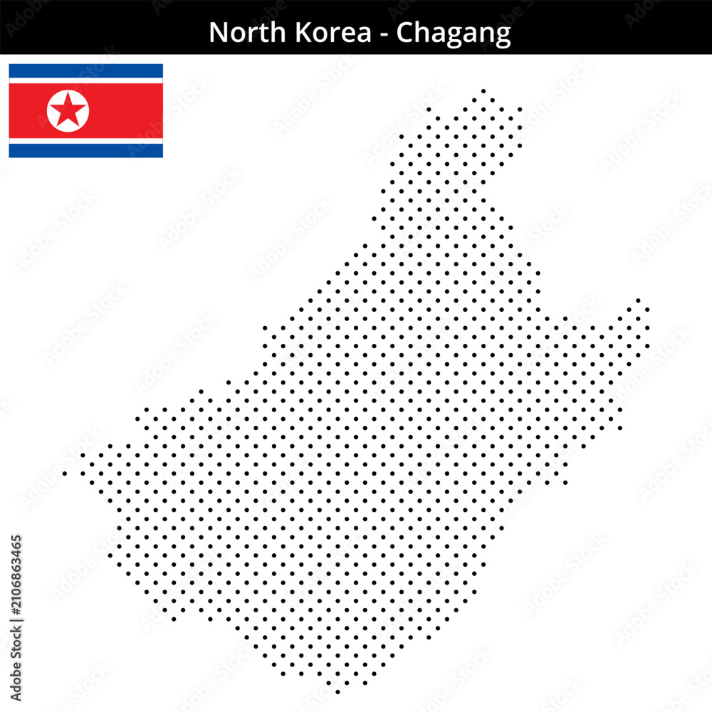 Fototapeta premium Map of North-Korea region Chagang in small cross shaped dots