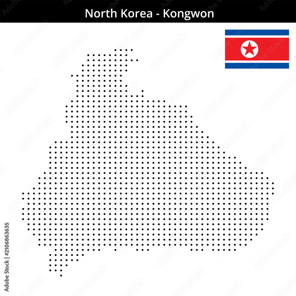 Fototapeta premium Map of North-Korea region Kongwon in small size dots
