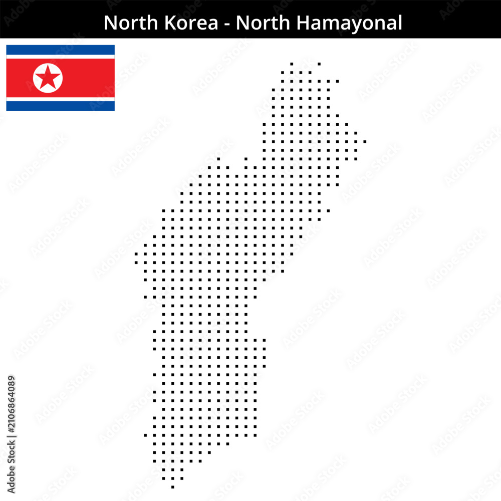 Obraz premium Map of North-Korea region North-Hamayonal in small size square dots