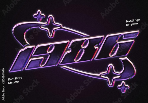 Dark Purple Retro Chrome Text Effect For Poster And Branding Design