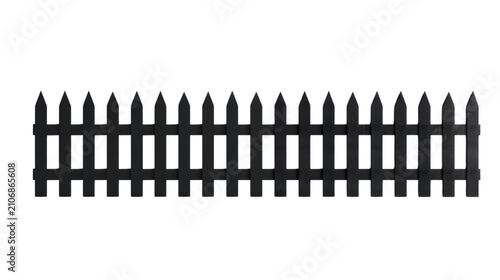 Minimal Black Picket Fence Silhouette Cutout Isolated on Dark Background