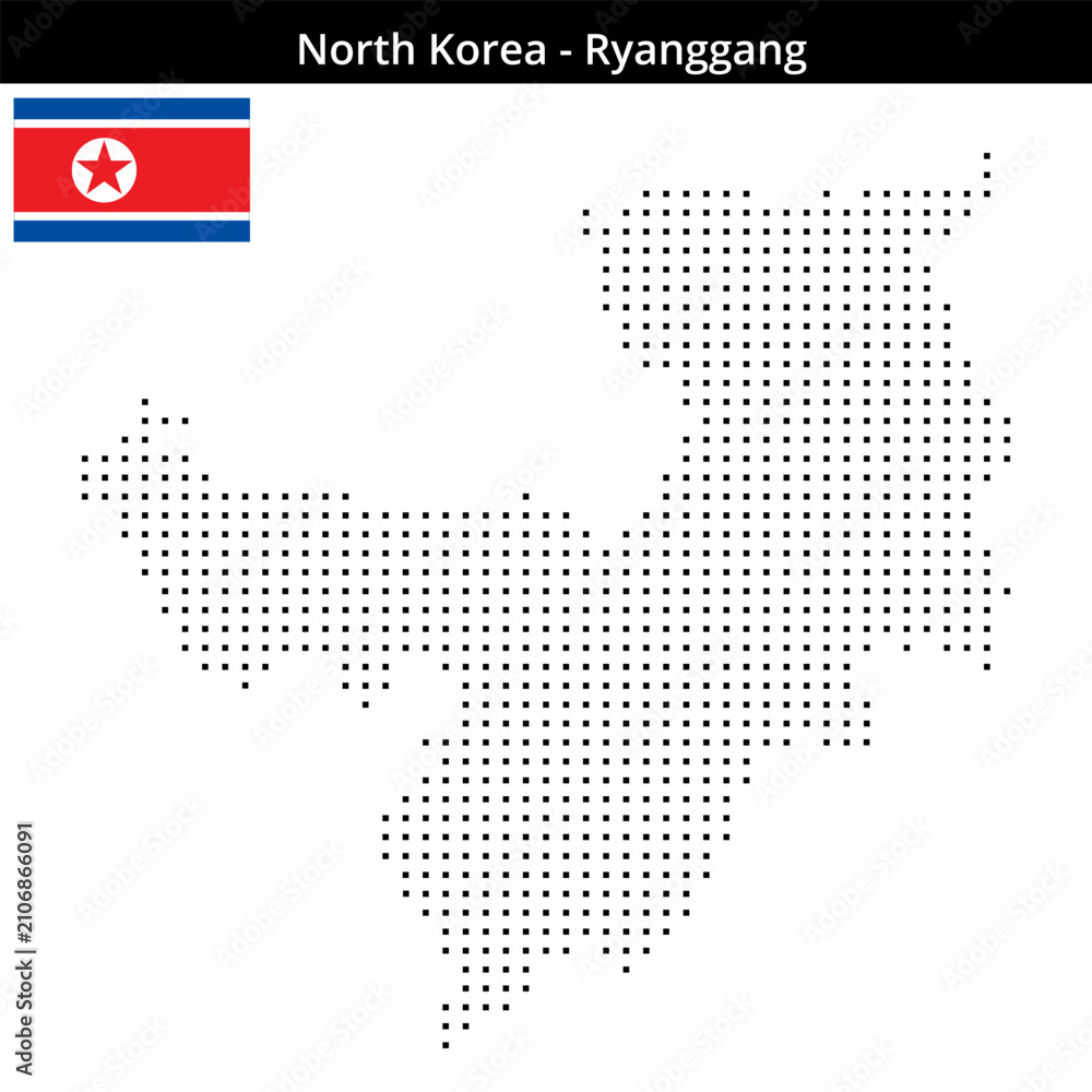 Fototapeta premium Map of North-Korea region Ryanggang in small size square dots
