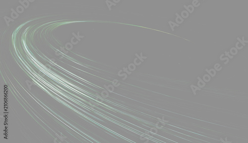 Schilderij op canvas Abstract green motion blur light trails split on black background