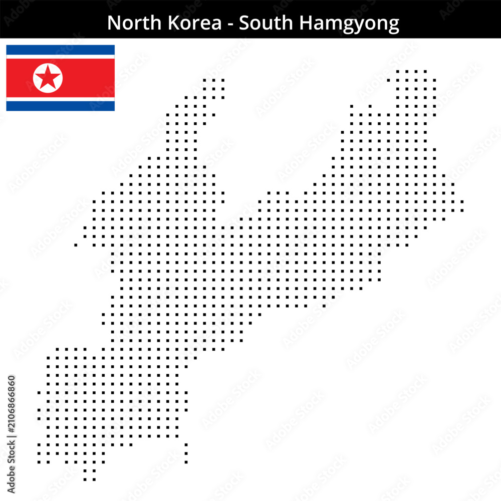 Obraz premium Map of North-Korea region South-Hamgyong in small size square dots