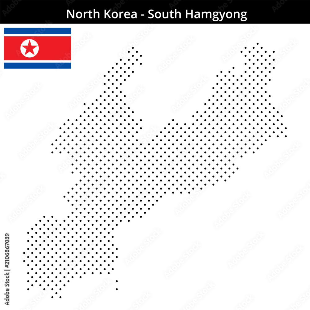 Obraz premium Map of North-Korea region South-Hamgyong in small cross shaped dots