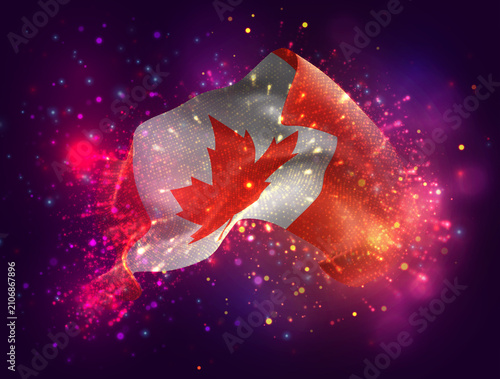 Canada, vector 3d flag with a splash of paint dots, explosion of colored dots