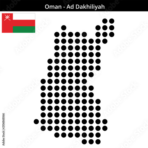 Map of Oman region Ad-Dakhiliyah in large size dots