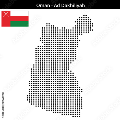 Map of Oman region Ad-Dakhiliyah in medium size dots