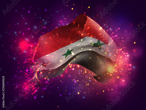 Syria, vector 3d flag with a splash of paint dots, explosion of colored dots