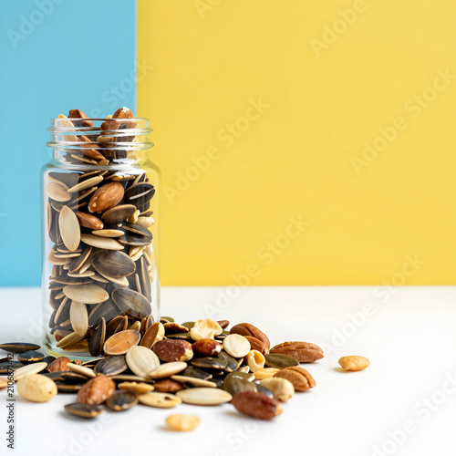 Mixed seeds and nuts in a g...