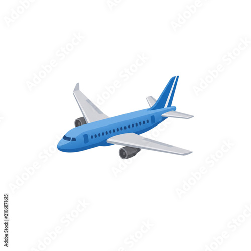 blue airplane on the white background