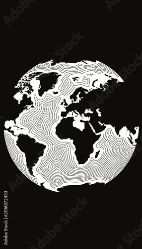 Abstract Earth Globe with Contour Lines