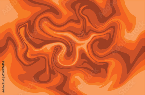 Fotografie Orange Liquid Abstract Background with glossy following marble texture and organ