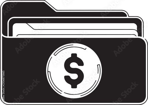Financial Document Folder with Dollar Symbol Vector Illustration