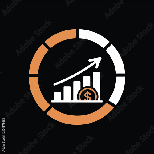 Financial Growth Chart with Dollar Coin Vector Illustration
