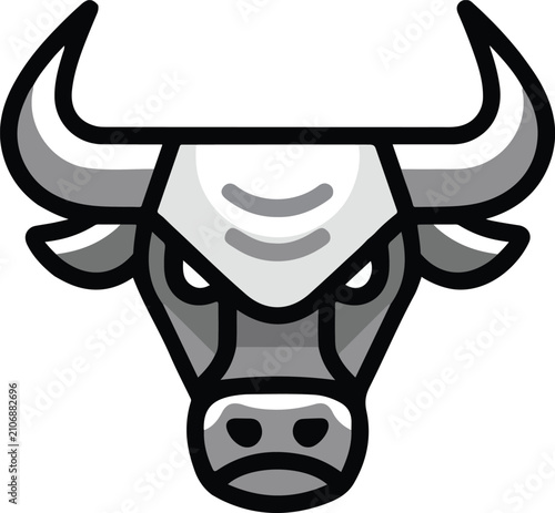 Powerful Silver Bull Head Mascot Vector Illustration Design