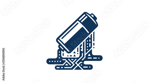 Photography Energy Crisis Concept: Melting Battery Icon on Circuit Board