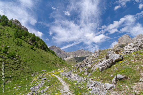 View on Maira Valley mountains, Cottian Alps, Italy
