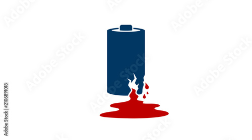 Fotografi Damaged Battery Leaking Red Liquid - Energy Depletion Concept