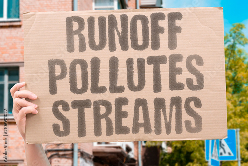 Obraz na płótnie "Runoff Pollutes Streams" Water carries contaminants from land to water