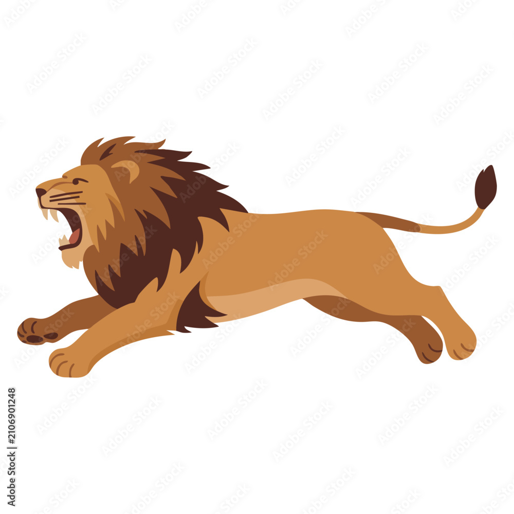 Obraz premium Flat vector set of lion and lioness illustrations featuring different poses and actions for wildlife themed designs