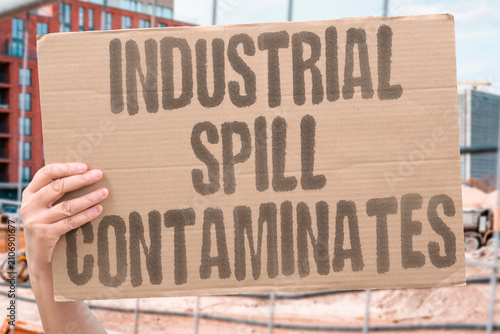 Obraz na plátně "Industrial Spill Contaminates" Factory accidents pollute surrounding land