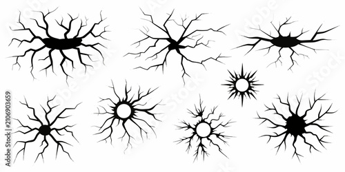 Quadro su tela Black Crack Illustrations Set Vector Design On White Background