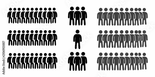 Konstfotografi Human Silhouette Collection On White Background Group Arrangements