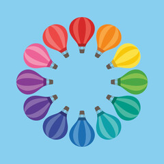 Acrylglasbilder Heißluftballon Colorful Hot Air Balloons Arranged in a Circle  © Bensin