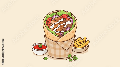 Flat illustration of Turkish specialties