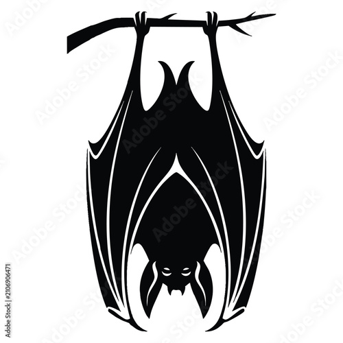 Canvastavla Hanging upside down bat vector illustration ideal for Halloween celebration deco