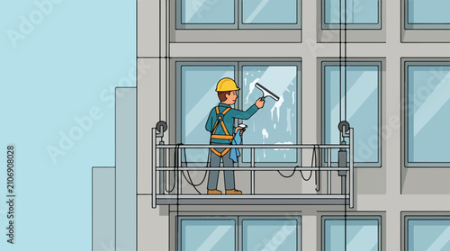 Flat illustration of window cleaner 