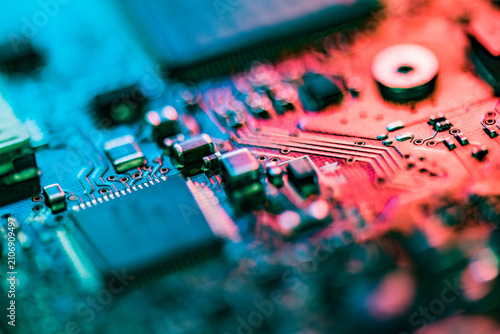 Canvastavla Circuit board technology showing electronic microchips and pathways