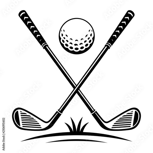 Crossed Golf Clubs Sports Badge Vector Illustration