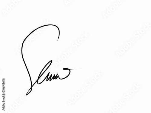 Black handwritten signature template or abstract mock signature isolated on a white background; suitable for business contracts, electronic documents, agreements, and corporate legal identity validati