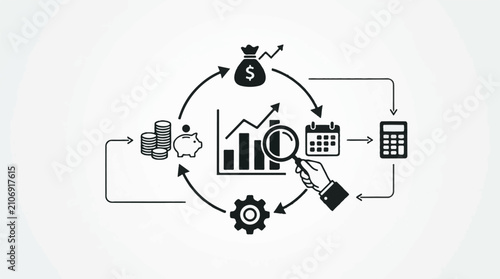 Financial cycle with growth analysis savings and calculations