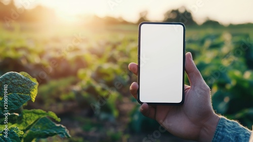 Smartphone display in a farming field